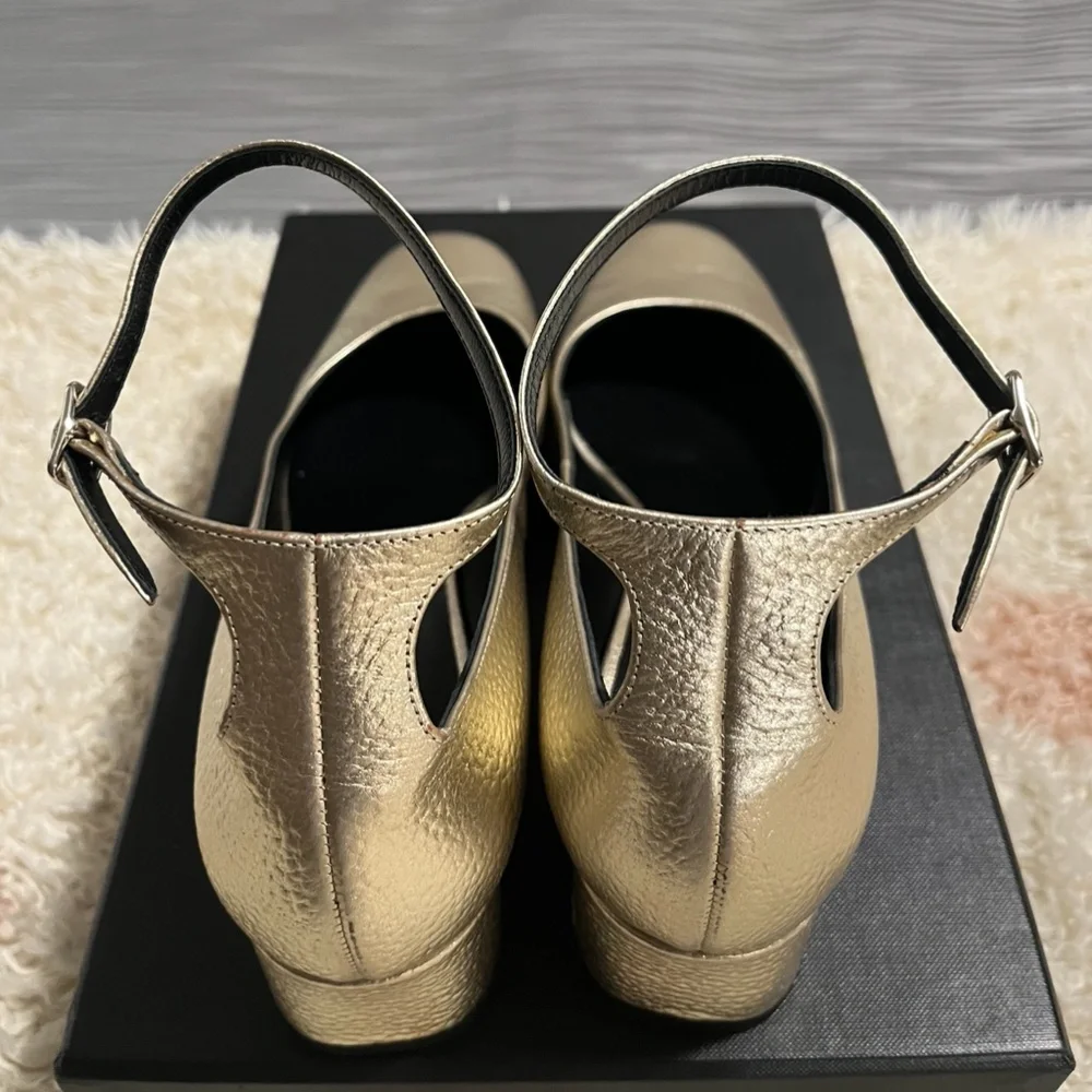 New Authentic Saint Laurent Babies Metallic Mary Jane Pumps - Picture 3 of 7